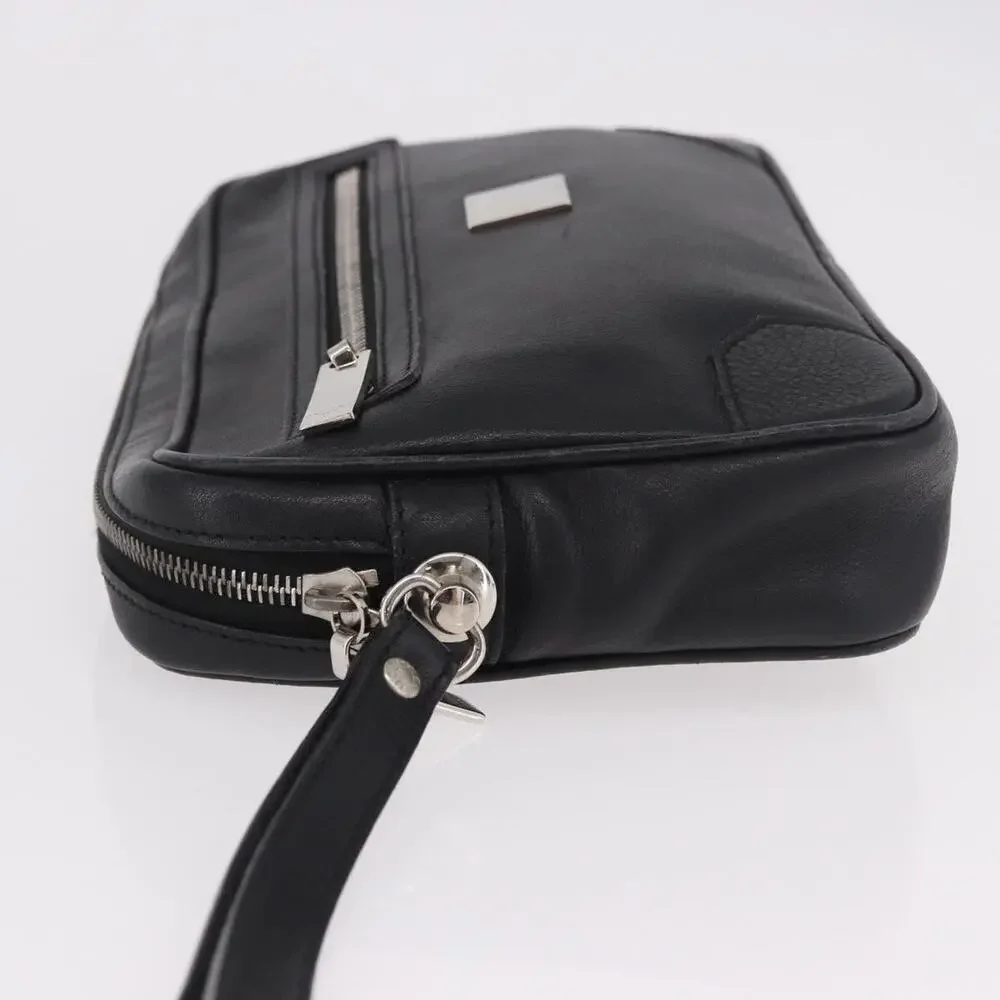 Celine Leather Classic Box Clutch Black